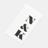Serviette En Papier Initiales de monogramme moderne gras Mariage Blanc (Coin)