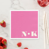 Serviette En Papier Initiales de monogramme moderne gras rose chaud de (En situation)