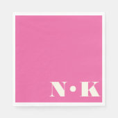 Serviette En Papier Initiales de monogramme moderne gras rose chaud de (Devant)