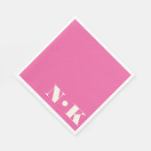 Serviette En Papier Initiales de monogramme moderne gras rose chaud de (Coin)