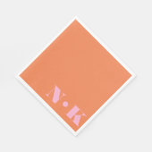 Serviette En Papier Initiales de monogramme moderne gras rose orange M (Coin)