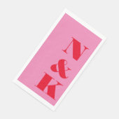Serviette En Papier Initiales de monogramme moderne gras rose rouge ma (Coin)