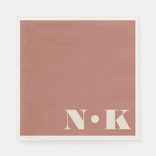 Serviette En Papier Initiales de monogramme moderne gras Terracotta Ro (Devant)