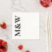 Serviette En Papier Initiales de monogramme moderne Mariage Noir Blanc (En situation)