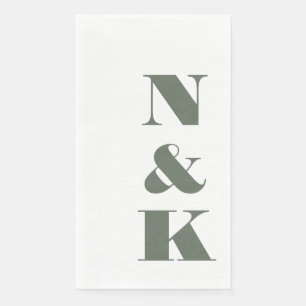 Serviette En Papier Initiales de monogramme modernes gras en vert saug