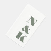 Serviette En Papier Initiales de monogramme modernes gras en vert saug (Coin)