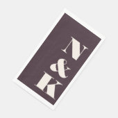 Serviette En Papier Initiales de monogramme modernes gras Mariage prun (Coin)