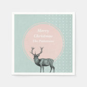 Serviette En Papier Initiales de monogramme Noël Vacances Cerf Cerf (Devant)