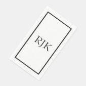 Serviette En Papier Initiales de monogramme noir blanc nom personnalis (Coin)
