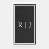 Serviette En Papier Initiales de monogramme noir Mariage simple blanc (Devant)
