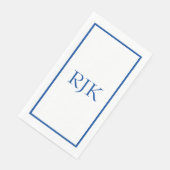 Serviette En Papier Initiales de monogramme Nom personnalisé Bleu Tend (Coin)