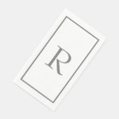 Serviette En Papier Initiales de monogramme Nom personnalisé Gris Blan (Coin)