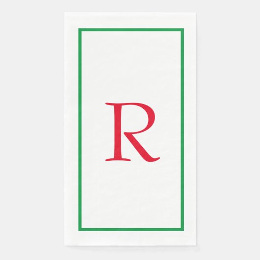 Serviette En Papier Initiales de monogramme Nom personnalisé Rouge Ver (Devant)