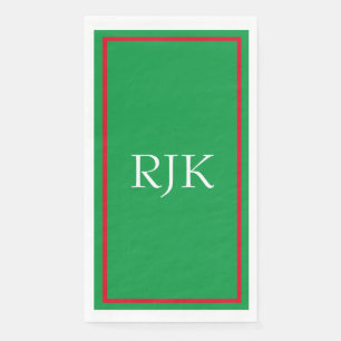Serviette En Papier Initiales de monogramme Nom personnalisé Rouge Ver