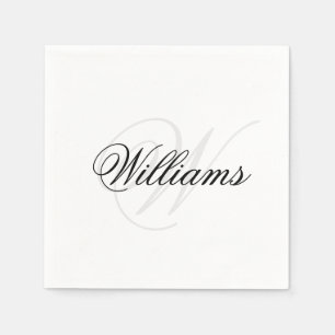 Serviette En Papier Initiales de monogramme personnalisées en noir et 