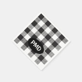 Serviette En Papier Initiales de monogramme plaqué noir blanc de bison (Coin)