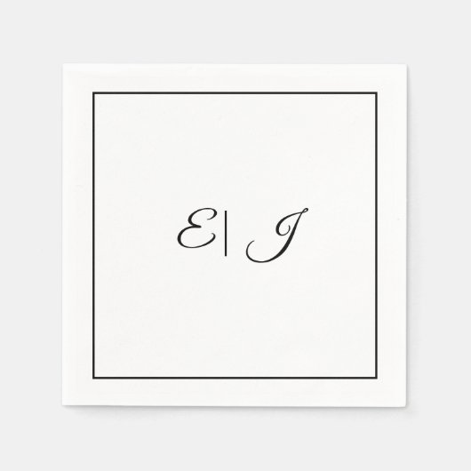 Serviette En Papier Initiales de monogramme rétro élégant mariage (Devant)