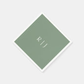 Serviette En Papier Initiales de monogramme vert Sage Mariage Fiançail (Coin)