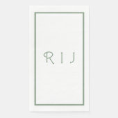 Serviette En Papier Initiales de monogramme vert Sage Mariage Fiançail (Devant)