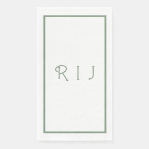 Serviette En Papier Initiales de monogramme vert Sage Mariage Fiançail