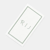 Serviette En Papier Initiales de monogramme vert Sage Mariage Fiançail (Coin)