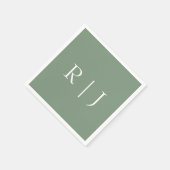 Serviette En Papier Initiales de monogramme vert sauge Mariage (Coin)