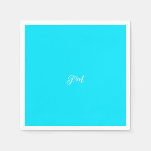 Serviette En Papier Initiales de nom couleur bleue néon fluorescent un