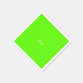 Serviette En Papier Initiales de nom de couleur verte néon fluorescent (Coin)