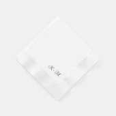 Serviette En Papier Initiales de script contemporaines B/W Mariage rep (Coin)