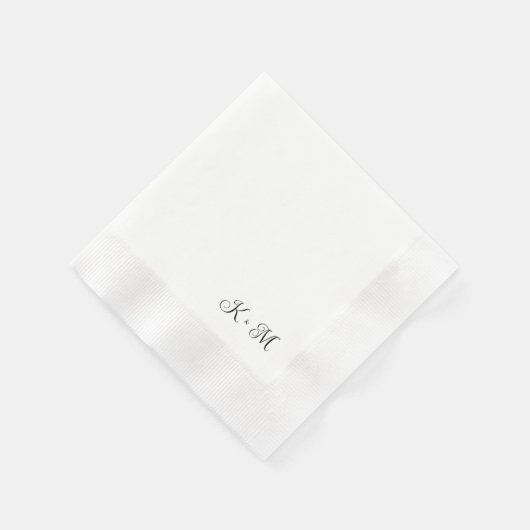 Serviette En Papier Initiales de script contemporaines B/W Mariage rep (Coin)