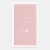 Serviette En Papier Initiales de script élégantes Mariage rose (Devant)