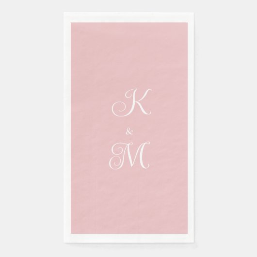 Serviette En Papier Initiales de script élégantes Mariage rose (Devant)