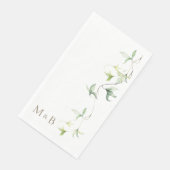 Serviette En Papier Initiales d'or Foliage Blanc Mariage élégant (Coin)