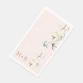 Serviette En Papier Initiales d'or Foliage Blush Mariage élégant (Coin)