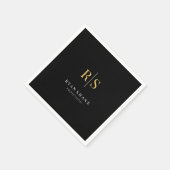 Serviette En Papier Initiales d'or, nom, profession, noir (Coin)