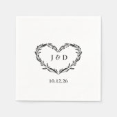 Serviette En Papier Initiales du couple Monogramme Date Main Drawn Hea (Devant)