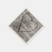 Serviette En Papier Initiales du Mariage de l'arbre cardiaque de Birch (Coin)