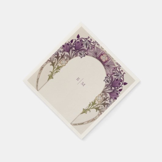 Serviette En Papier Initiales du monogramme mauve Art Nouveau Tableau  (Coin)