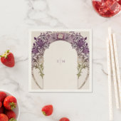 Serviette En Papier Initiales du monogramme mauve Art Nouveau Tableau  (En situation)