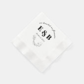 Serviette En Papier Initiales et date du Mariage floral (Coin)