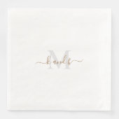 Serviette En Papier Initiales Gold & Grey Dîner en papier Script (Devant)