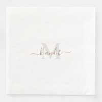 Initiales Gold & Grey Dîner en papier Script