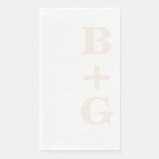 Serviette En Papier Initiales Mariages modernes en lin | Blanc (Devant)