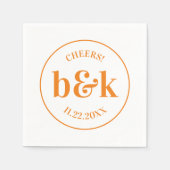 Serviette En Papier Initiales minimaux Monogrammes modernes Mariage or (Devant)