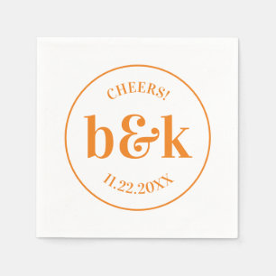 Serviette En Papier Initiales minimaux Monogrammes modernes Mariage or