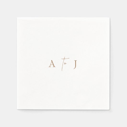 Serviette En Papier Initiales modernes "à" Mariage Cocktail d'or (Devant)