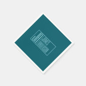 Serviette En Papier Initiales Modernes & Nom | Sarcelle Foncé & Bleu C (Coin)