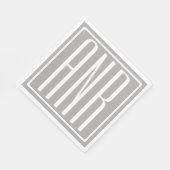 Serviette En Papier Initiales Monogramme | Blanc Sur Gris Clair (Coin)