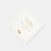 Serviette En Papier Initiales Monogramme Cœurs Dorés Mariage (Coin)