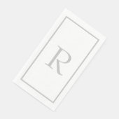 Serviette En Papier Initiales Monogramme Gris Clair Nom Couleur Person (Coin)